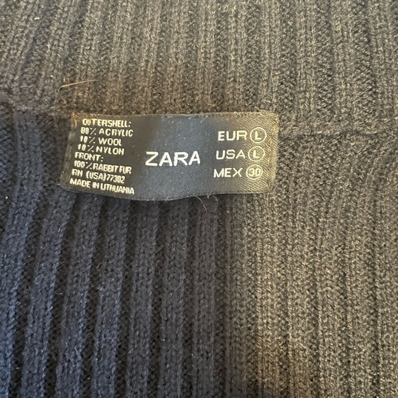 Zara rabbit fur cardigan size L - Picture 6 of 10